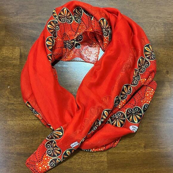 Firat Prenses Sheer Red Neck Scarf Made in Turkiye M013 L36" X W36" - Picture 2 of 10